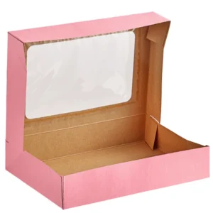Pink Auto-Popup Window Donut / Bakery Box (12" x 8" x 2 1/4")- 10/Pack